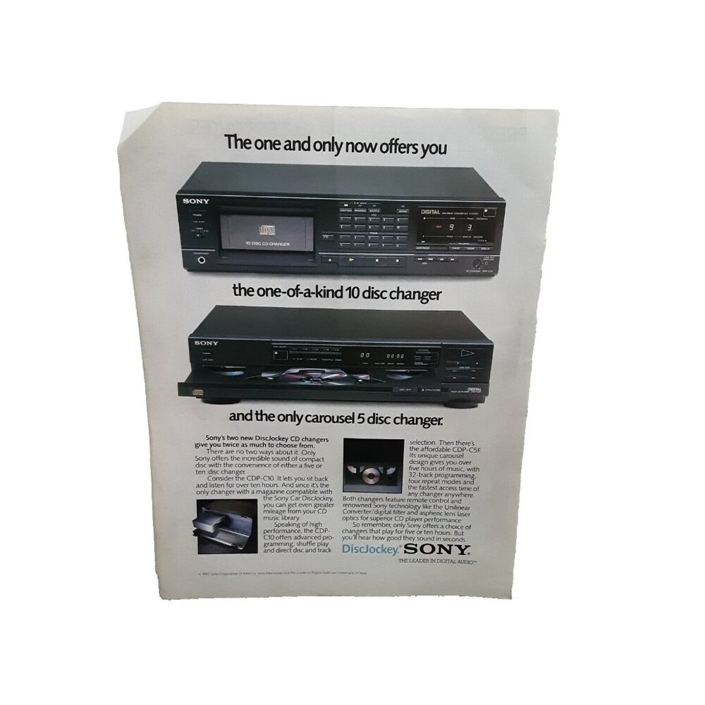 1987 Sony Discjockey CDS Original Print Ad Vintage 80s